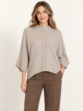 The Reset R Label Cashmere Blend Beige Mock Neck Dolman Sweater M